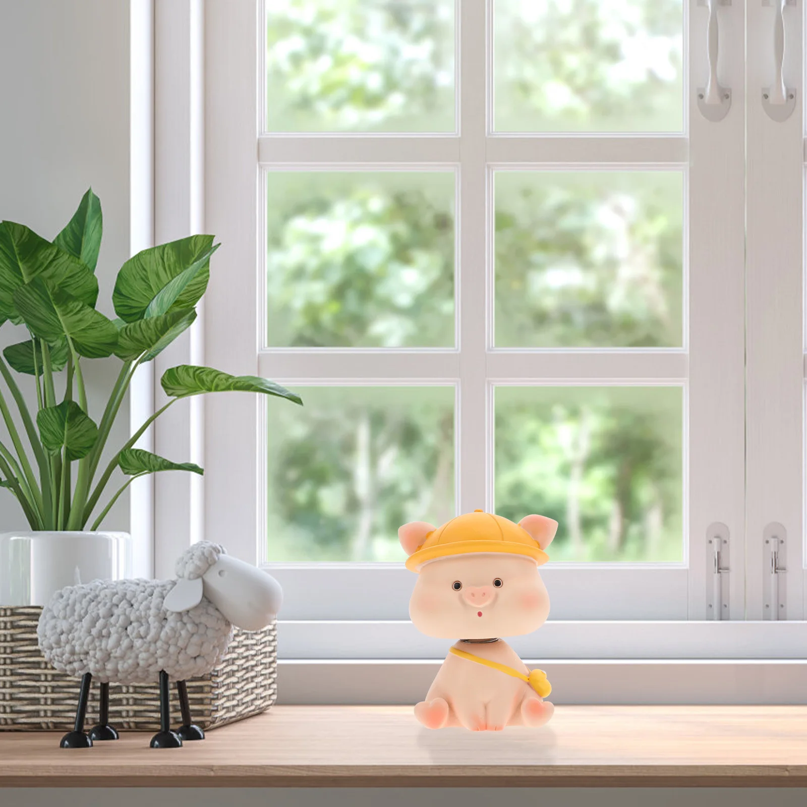 

Resin Shaking Head Piggy Ornament Creative Mini Resin Piggy Decor Home Car Office Desktop Decoration Cartoon Interior Ornament