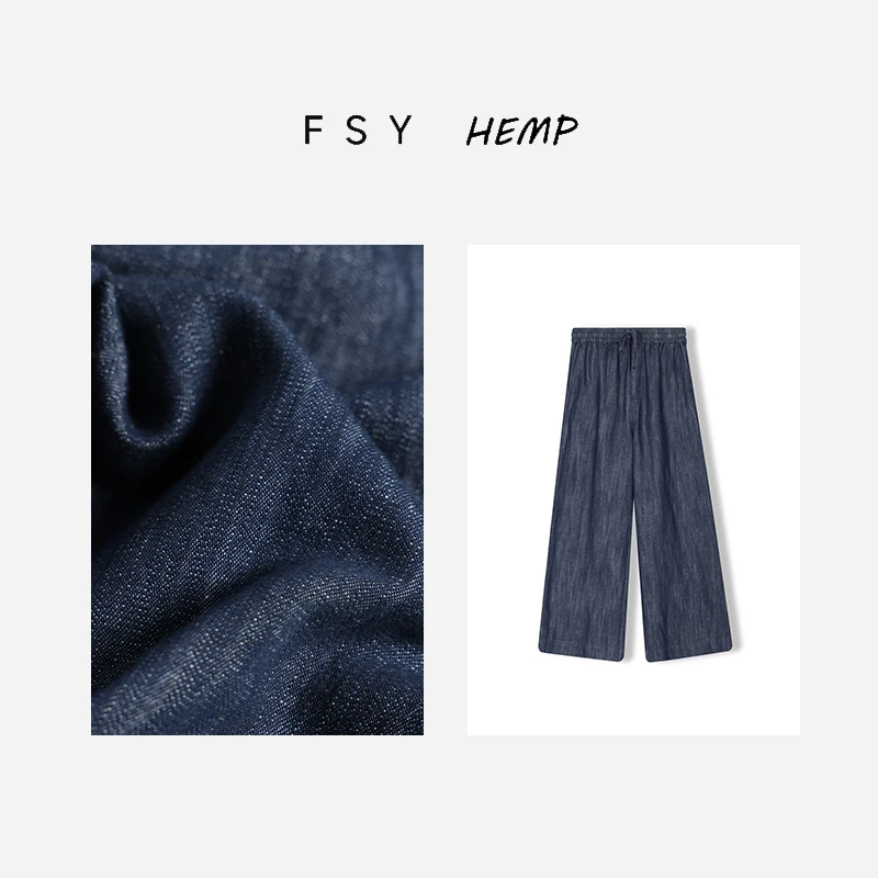 

Casual Wide Leg Jeans Han Haax Cotton Women's Summer Thin Loose Fit Breathable Comfortable Straight Stripe Pattern