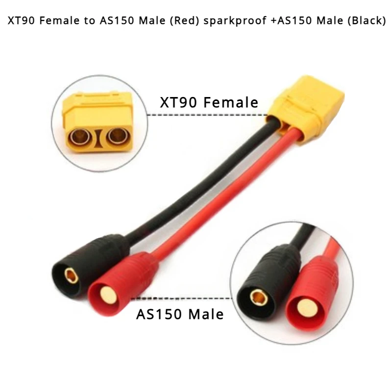 AS150 XT150 Male/Female To XT60 XT90 Plug DC Power Conversion Cable Connector 10AWG Silicone Wire Suitable for RC Batteries