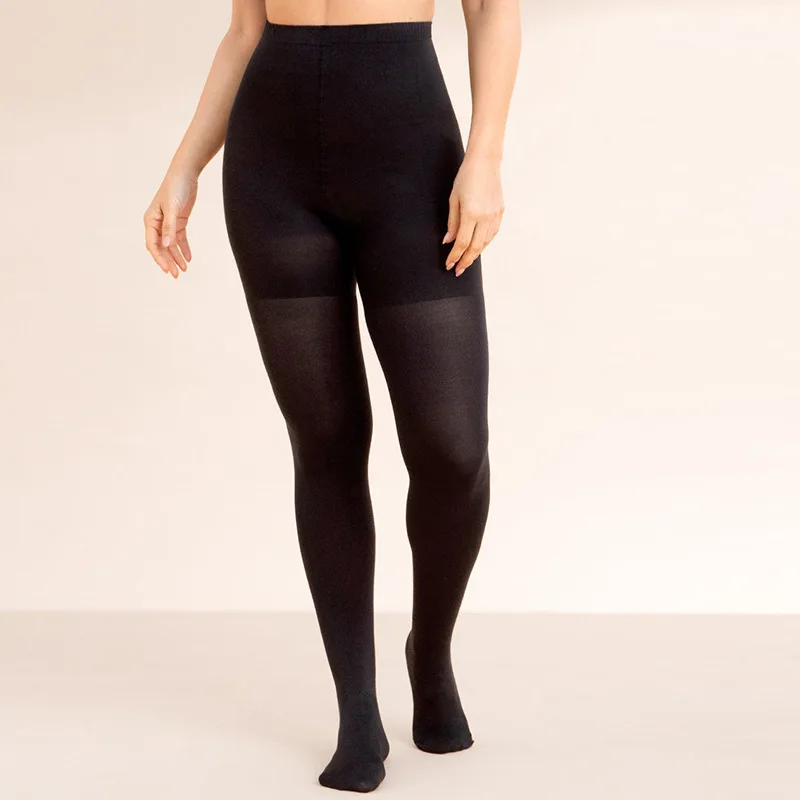 Women's plus Size S-3XL Crotch Fixed Heel Pantyhose Body Shaping Leg 40D Cored Wire Black Silk Stockings