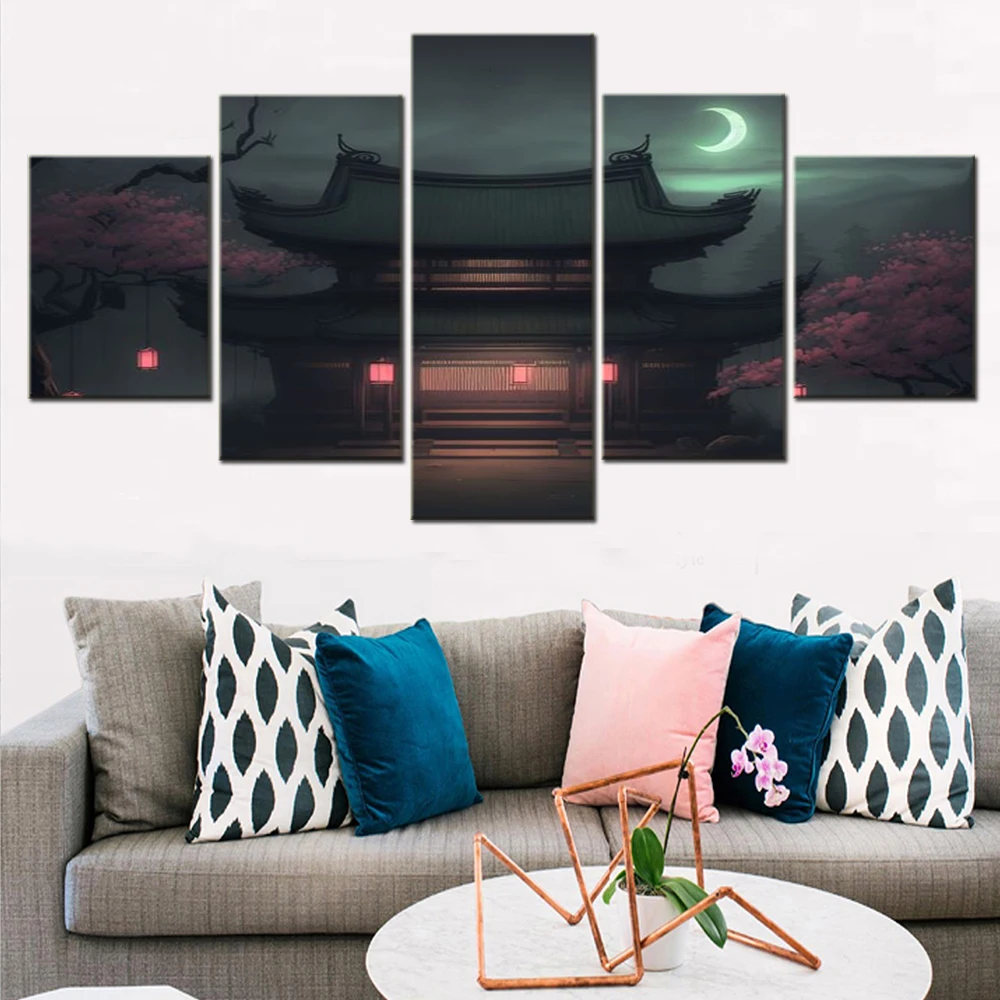 

Canvas Wall Art for Home Decor Nordic Poster Japanese Landscape Picture Print Artwork Living Room Interior Framed Artwork 5 PCs