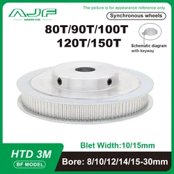 HTD3M Pulley 80T 90T 100T 120T 150T BF Type 3M 80teeth 90teeth 100teeth 120teeth 150teeth Synchronous Wheel HTD 3M Timing Pulley