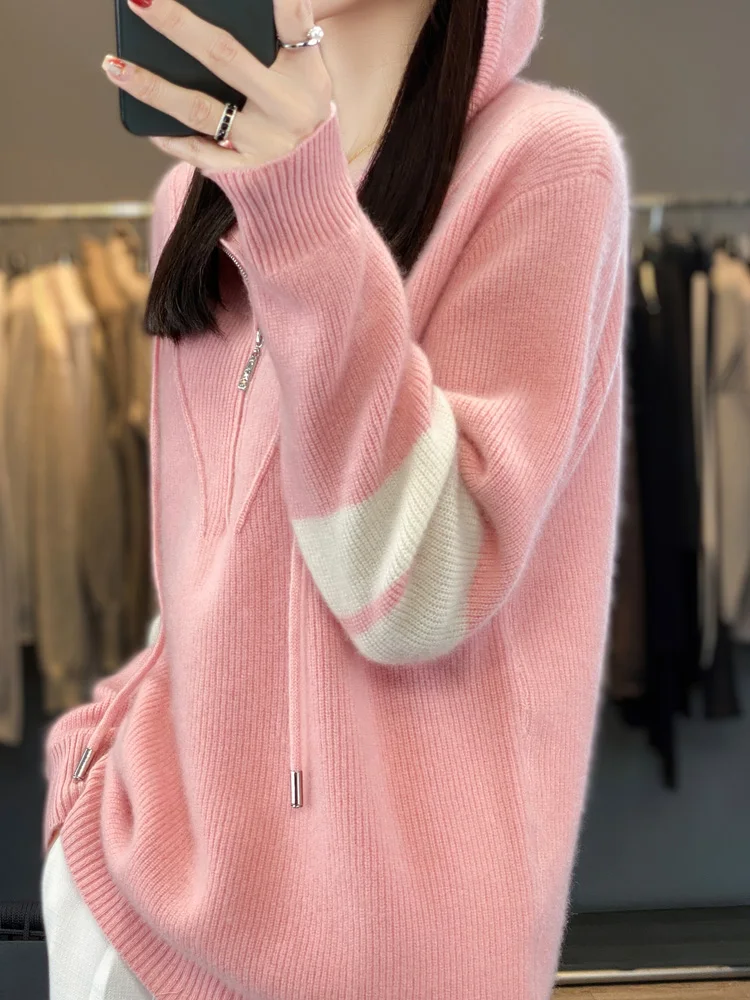 

Толстовка женский свитер свободный шерстяной свитер женский вязаный свитер топ женское базовое пальто на молнии с длинными рукавами высокого класса