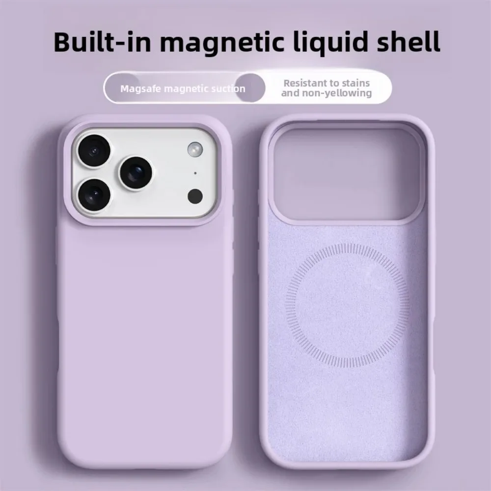Original Magnetic Phone Case For IPhone 17 16 Pro Max Liquid Silicone Cases For IPhone17 16 Pro Max 17Pro Air Soft Bumper Cover_voghion.com