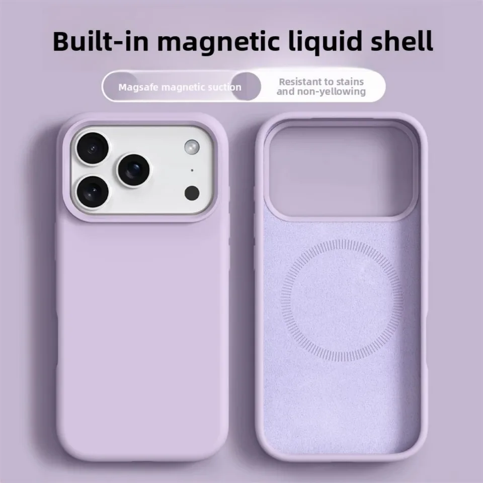 Funda magnética original de silicona líquida para iPhone 17 16 Pro Max y 17 Pro Air con borde suave 2