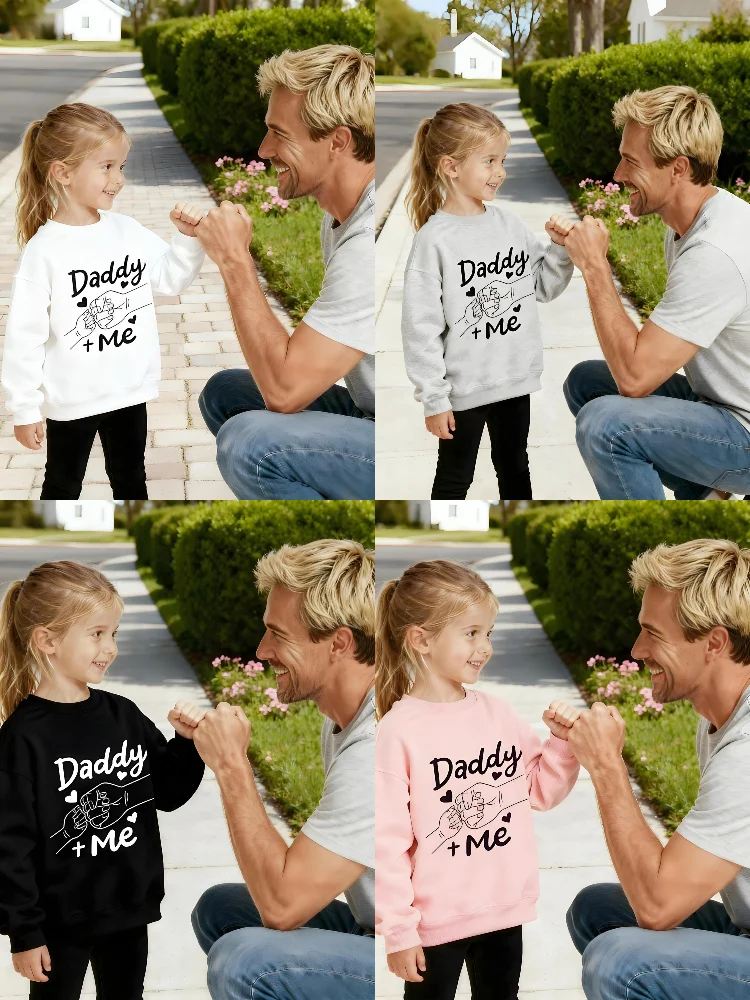 

Детский повседневный свитшот унисекс с круглым вырезом «Daddy + Me», удобный пуловер с графическим принтом «Меласть и сердце», доступный в 4 цветах