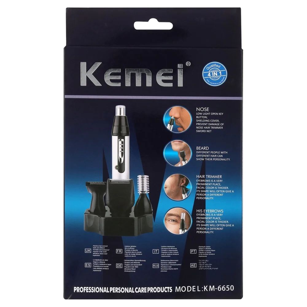 USB Rechargeable 4in1 Nose Hair Trimmer Waterproof Dual Edge Blades Precision Ear Hair Clippers with Replaceable Heads and