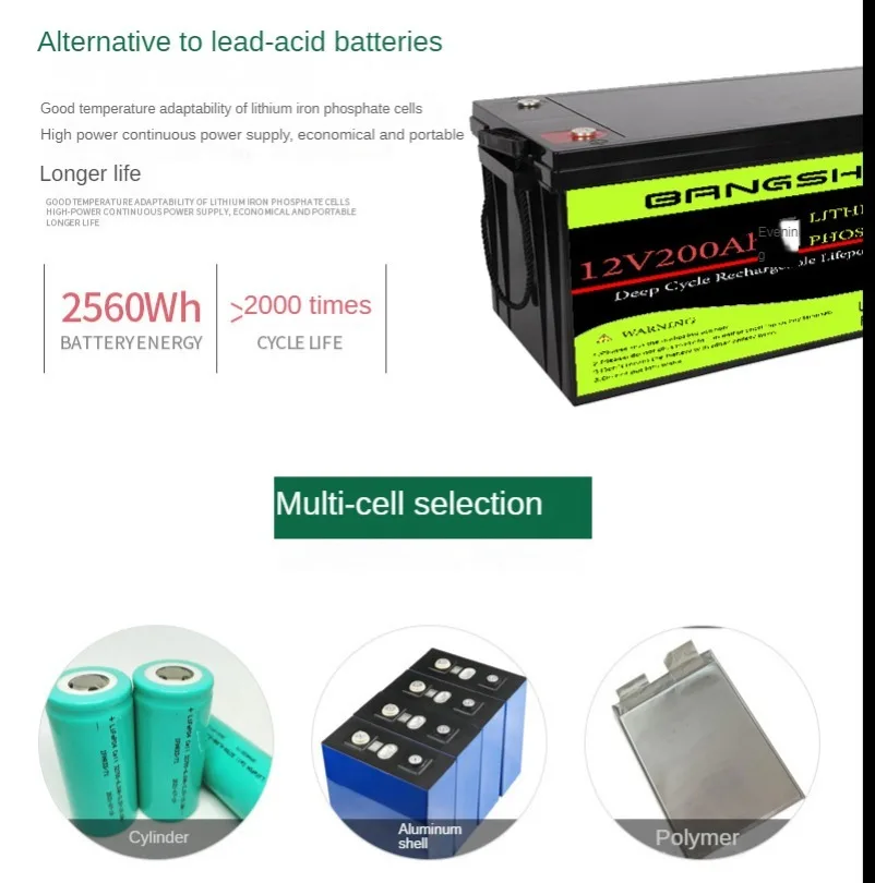 12V 24V LiFePo4 100Ah 200Ah Battery Pack Lithium Iron Phosphate Batteries Built-in BMS For Solar Boat RV Golf Cart Backup Power