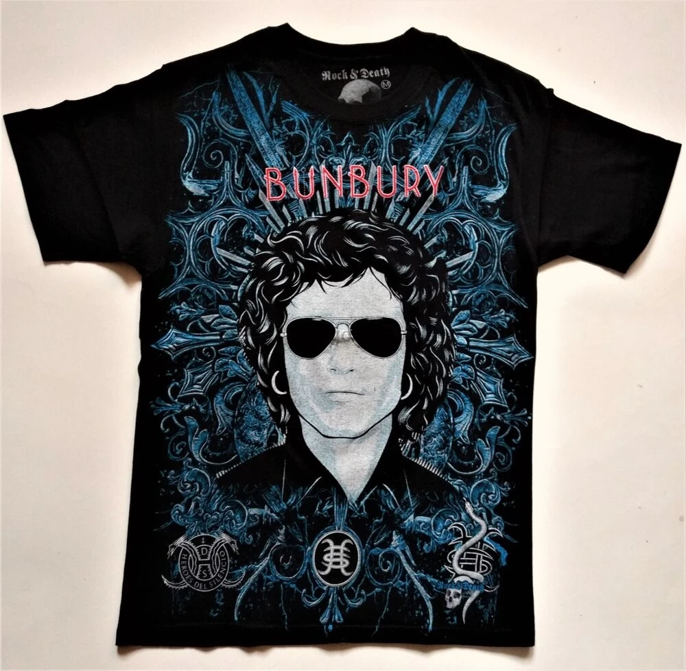 BUNBURY T-Shirt RARE Embroidered Logo Enrique Heroes Silencio Caifanes Cerati