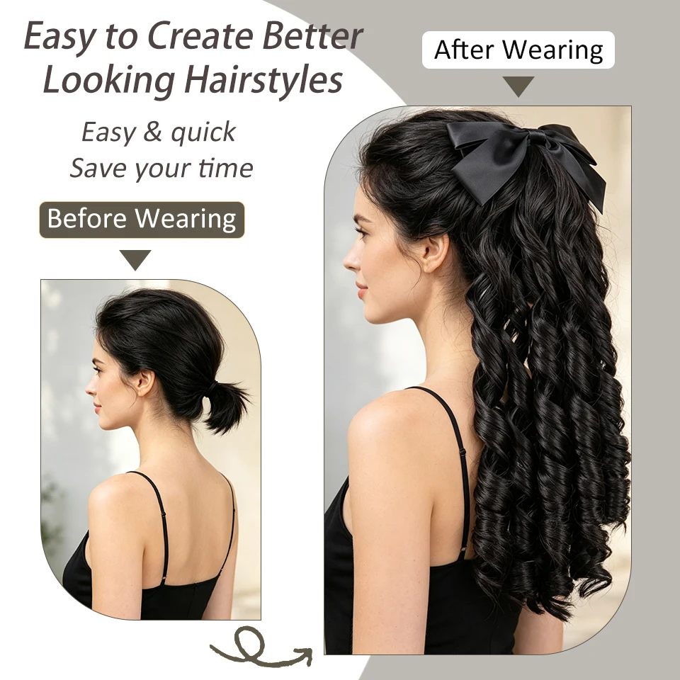 Synthetic Bow Ponytail Extensions, Retro Republican Style