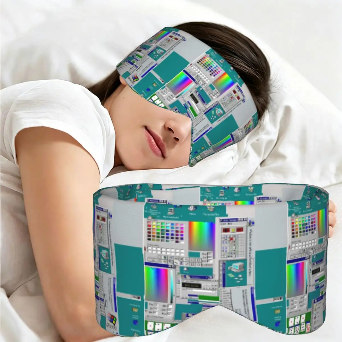 Windows 95 Collage sleep mask Light Blocking Portable Eye Cover for Girls Boys Travel Party Gift Eyeshade eyepatch