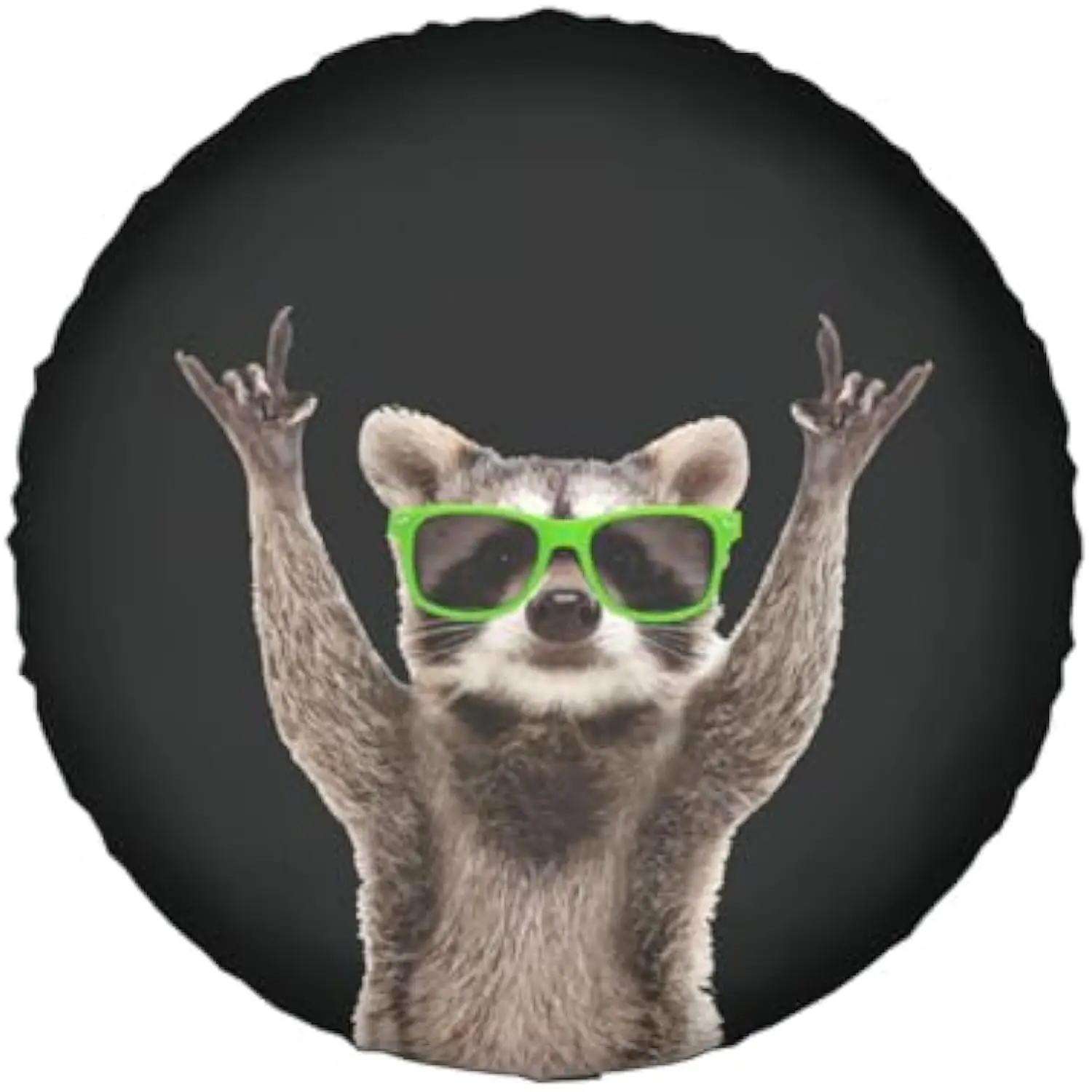 

Funny Raccoon Rock On Sunglasses Spare Tire Cover Waterproof Wheel Protector for SUV Truck Camper