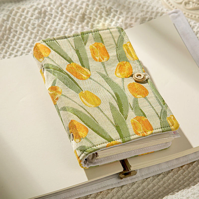 A5 A6 Tulip Fabric Cover Loose Leaf Notebook Flower Cotton Covers DIY Sketchbook Binding Cover Student Supplies Stationery