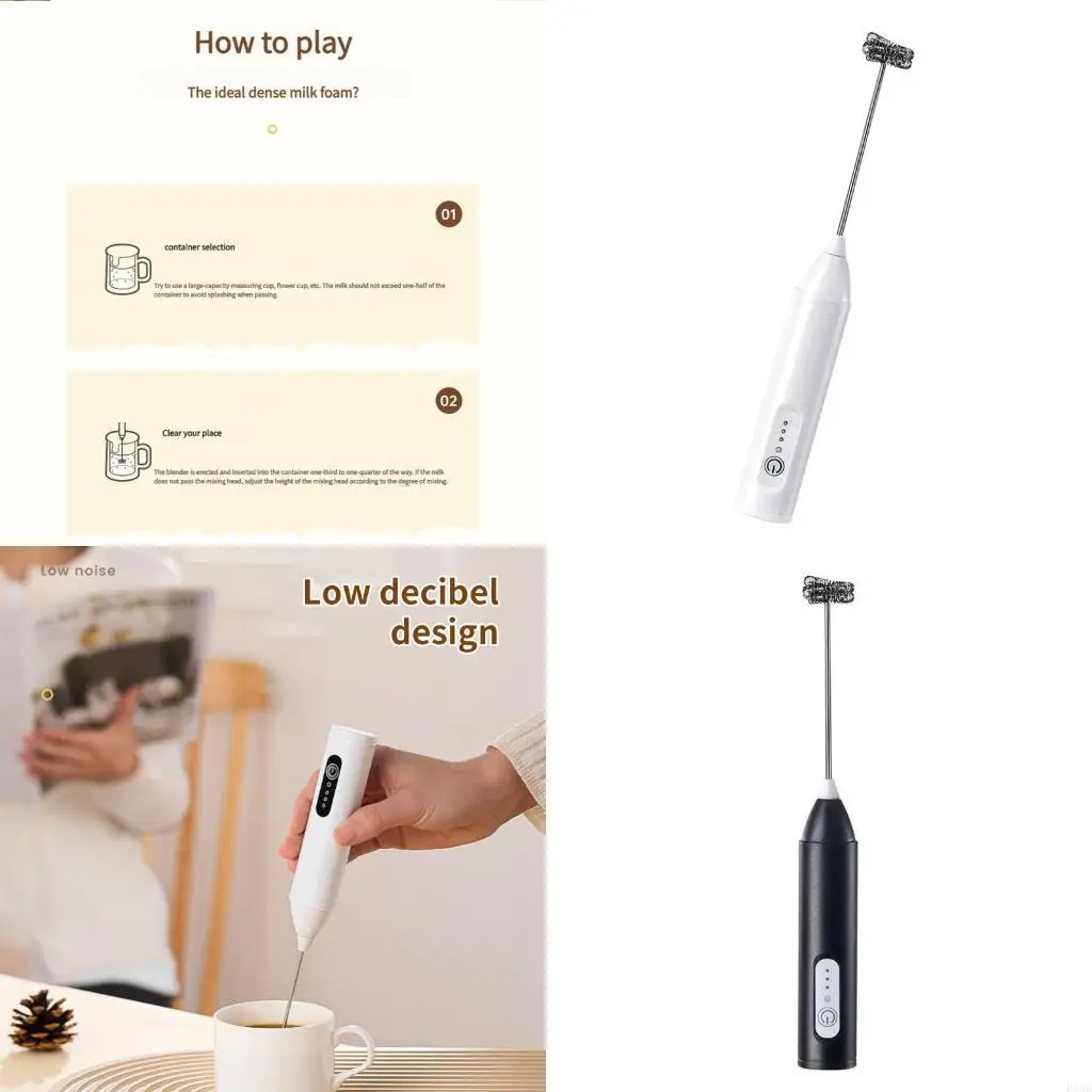 F19B Miniature 3 Speed Milk Foams Whisks Rechargeable Design Detachable Parts Compact
