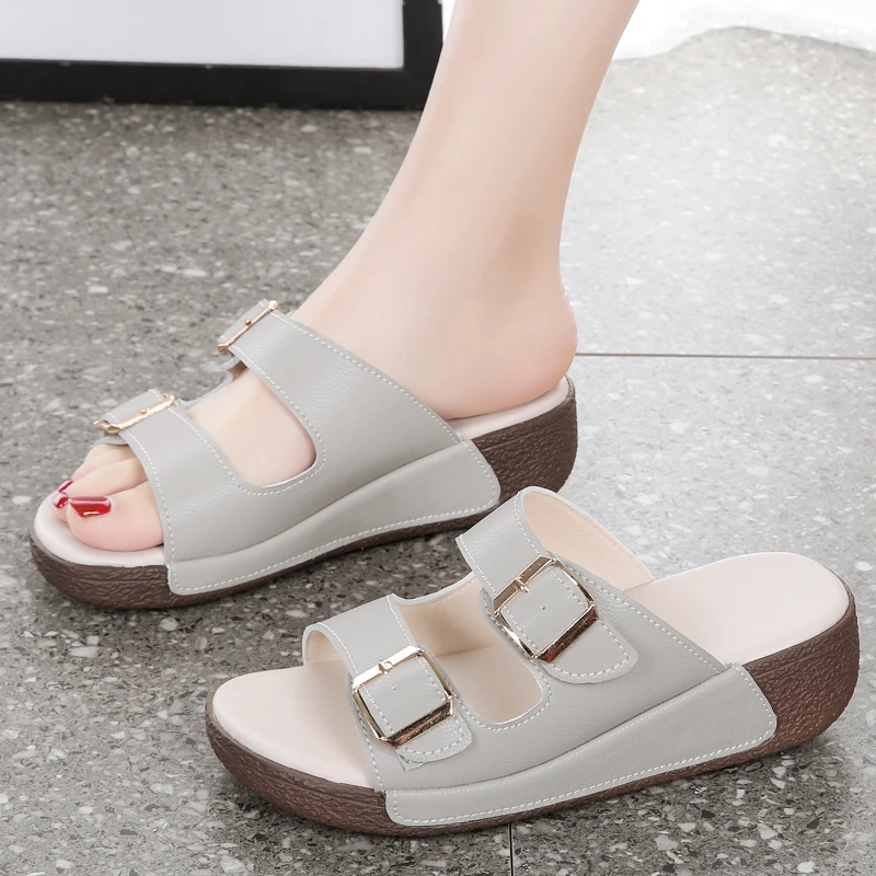 Women's Sandals Summer 2024 Trend Casual Shoes Thick Soled Raised Comfortable Non-slip Indoor Outdoor Women's Slippers 35-44