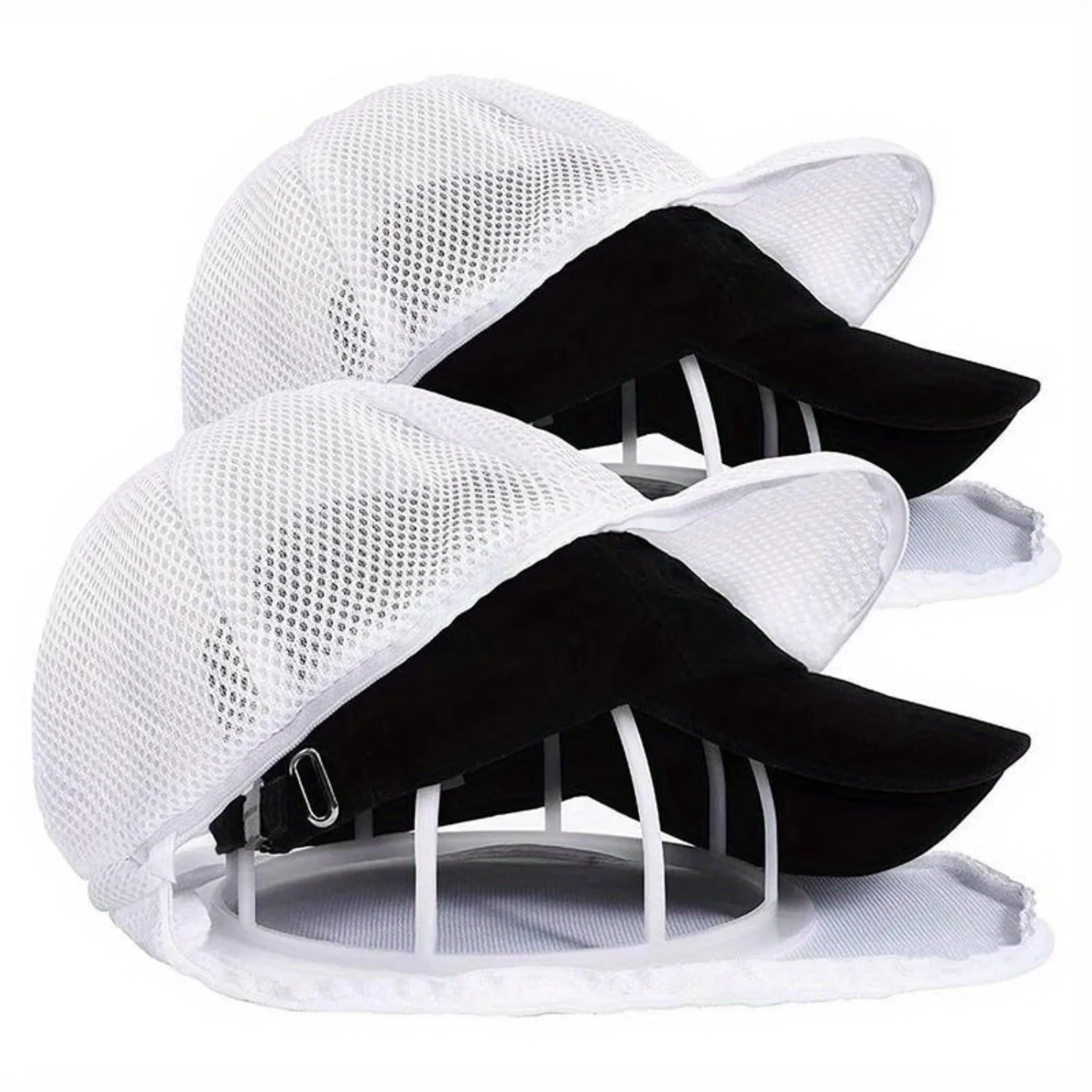 

2-Piece Baseball Cap Washer Set - Best Hat Cleaner with Protective Mesh, Anti-Wrinkle Design, Durable Plastic, Ideal for Laundry