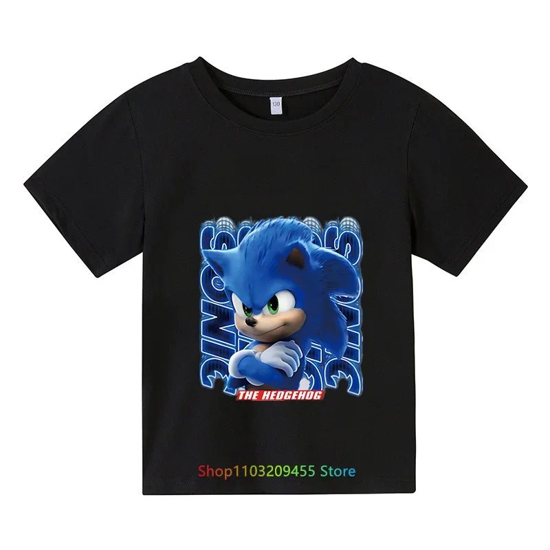 2024 Summer Kids T-shirt Anime Super Sonic T-Shirt Harajuku Casual Short Sleeve Tee Shirts Unisex Tops 4-14T