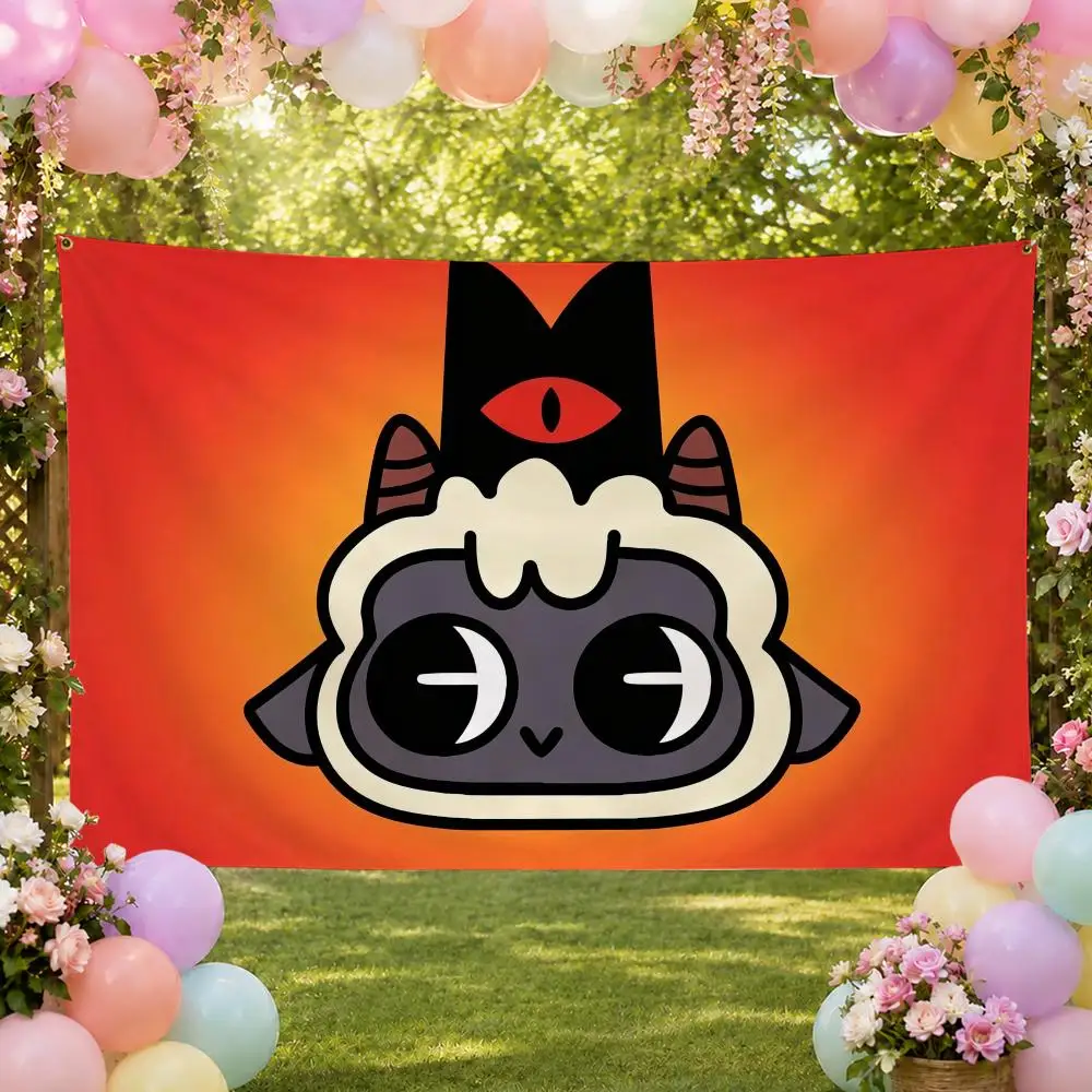 Game Dark Fantasy Cult of the Lamb Flags Fan Banner Tapestry Wall Hanging Garage BarDorm Camp Party Outdoor Home Decor Gift