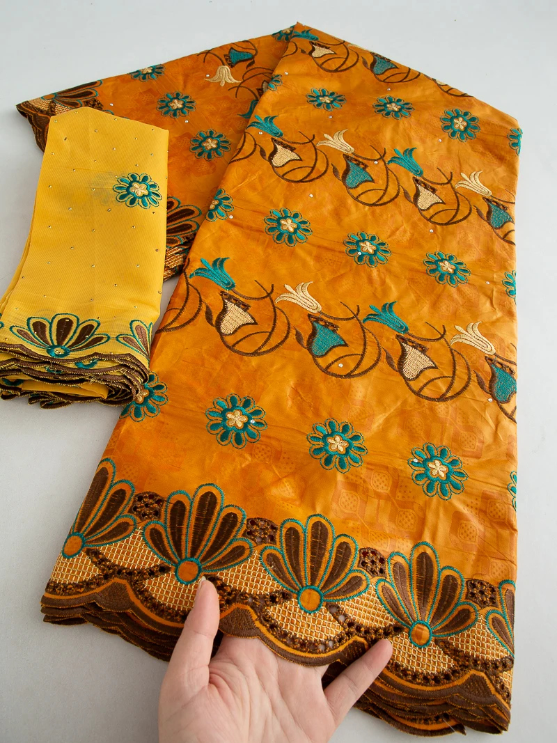 Cotton Swiss Voile In Switzerland African Lace Embroidered Fabric with Stones Wedding Dress For Women Lace for diy,5+2Yards 4587