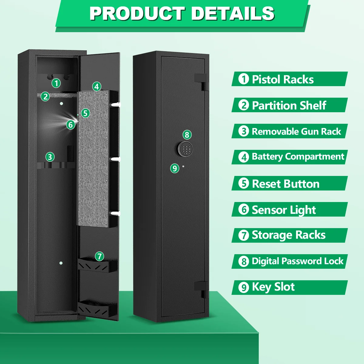 BESAFETY 2-4 Safes, Cabinets for Home Storage, Quick Access Safe with Alarm System