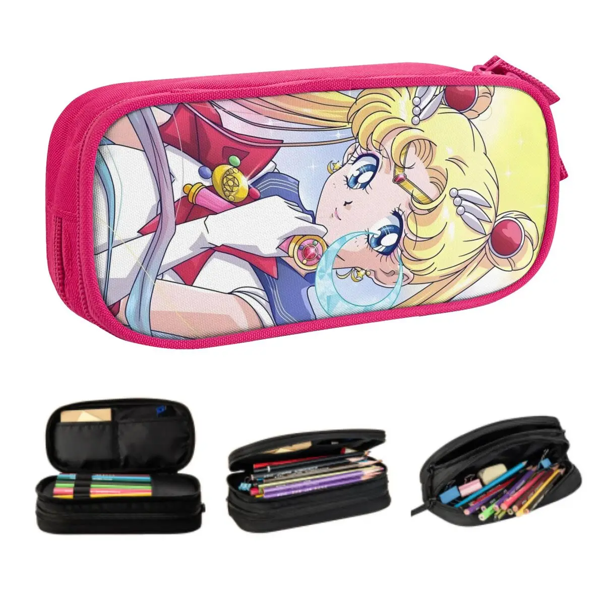 Benutzerdefiniertes Kawaii Animation M-Moons Federmäppchen für Jungen und Mädchen, große Kapazität, Magic S-Sailors Federmäppchen, Schulbedarf
