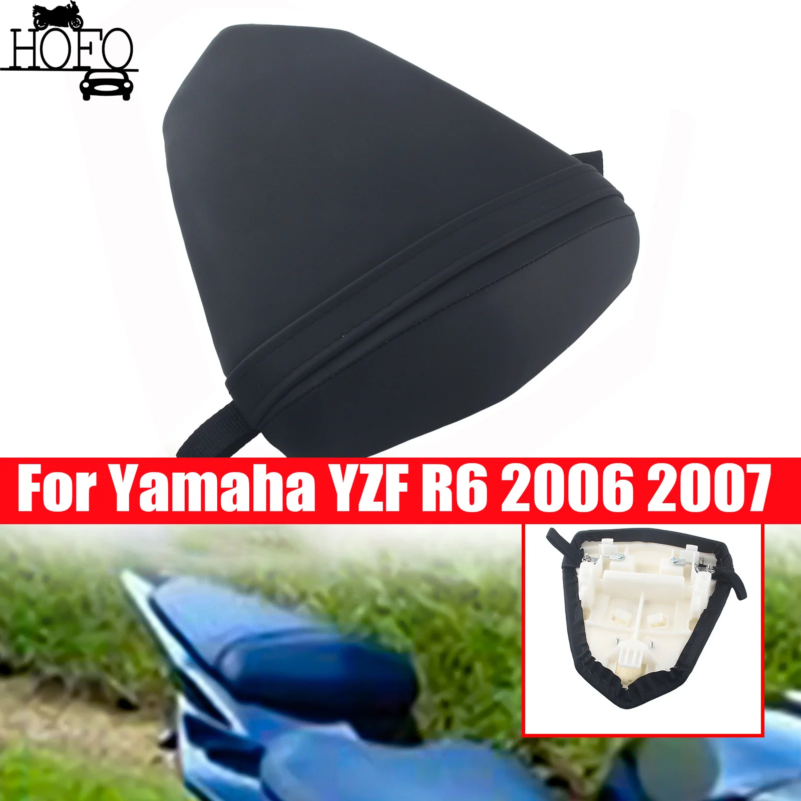 

Passenger Seat Rear Pillion Pad Seat Cushion For Yamaha YZF R6 2006 2007 Black