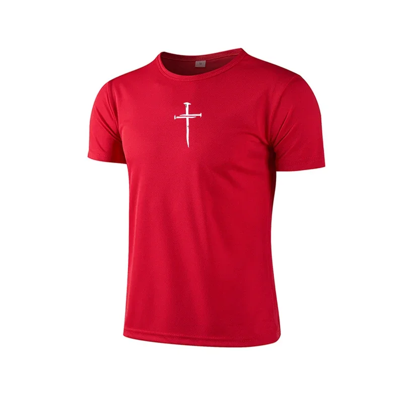 Sommer männer Kreuz Gedruckt Sport T-shirt Hohe Qualität Gym Übung Training Quickdry Kurzarm Männlich Casual Tees Marathon