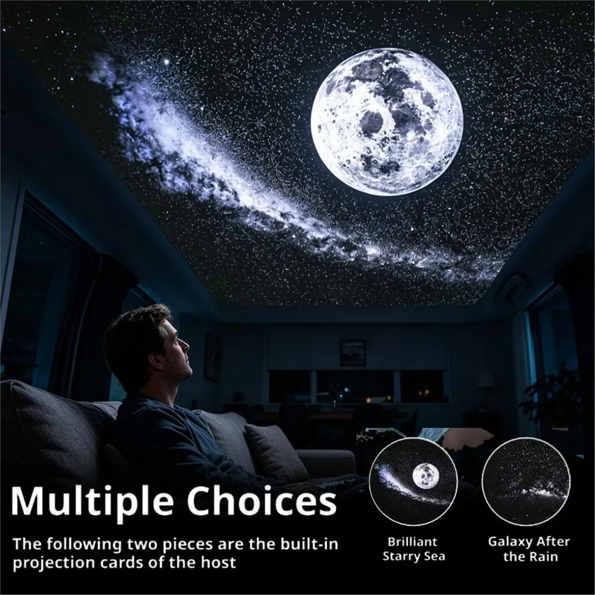 update. Adjustable Focus Galaxy Star Projector Night Light, Wide‑Angle Ultra‑Clear Lens USB Starry Sky Lamp Neck Car Bedroom B