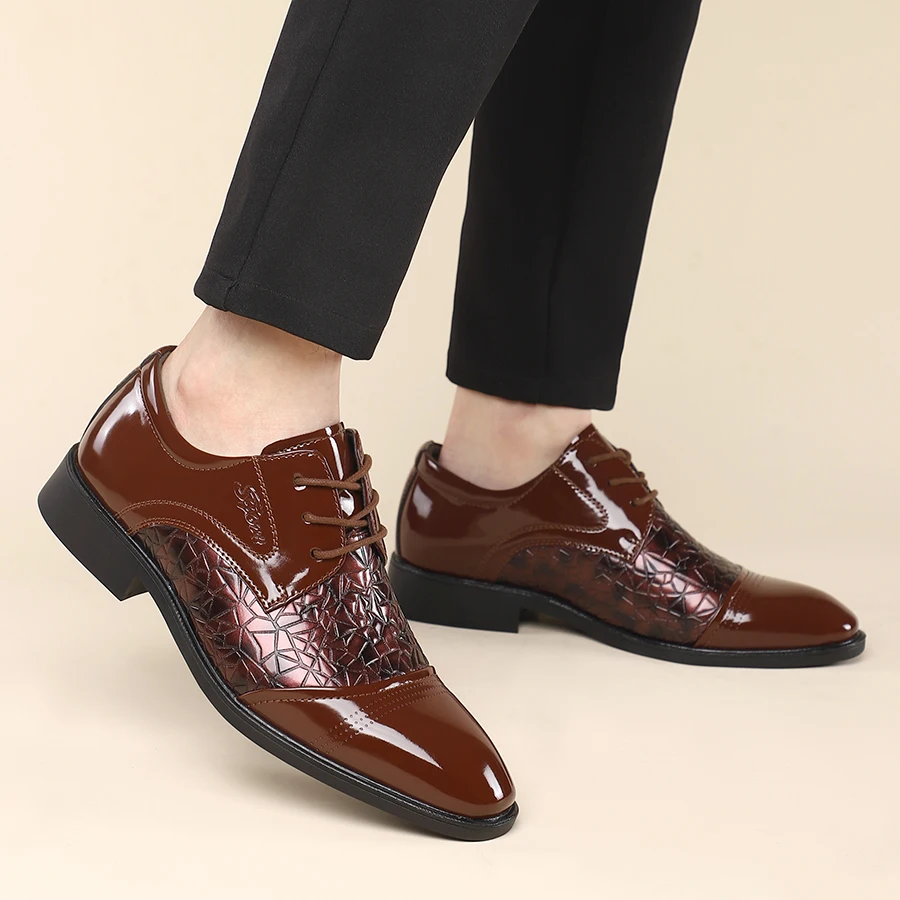 Hot Selling Four Season Men's British Crocodile Patterned Leather Shoes Brand Business Office Formal Shoes Casual Oxford Shoes