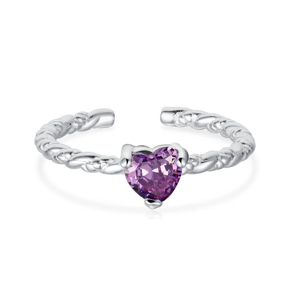 

S925 silver ring niche heart-shaped thin ring, colorful zircon open ring, sweet and cool versatile ring jewelry