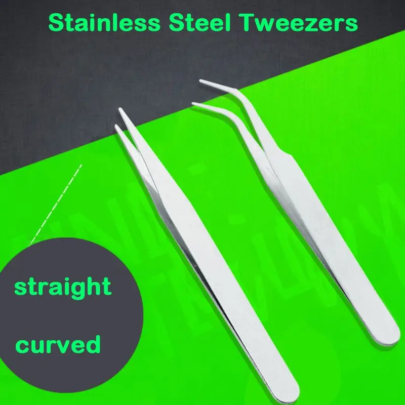 Stainless Steel Sewing Industrial Anti-static Tweezers Watchmaker Repair Tools Eyelashes Eyebrow Repairing Tweezer Makeup Tool