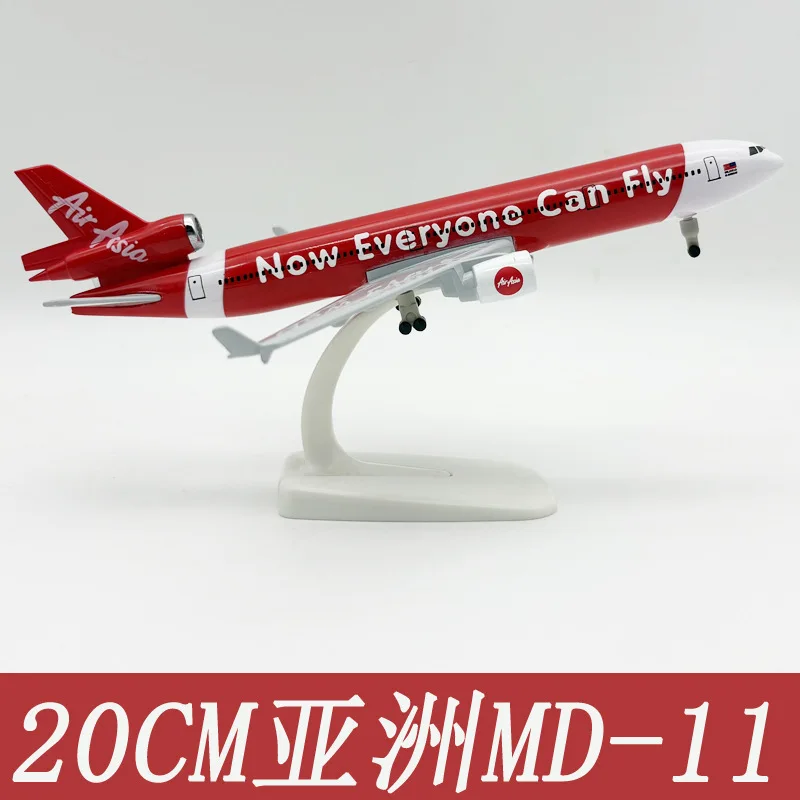 Airasia MD11 Cargo Aircraft Models 20cm Diecast Alloy Miniature Airplane With Display Base For Adults Fun Gift Static Decoration view 3