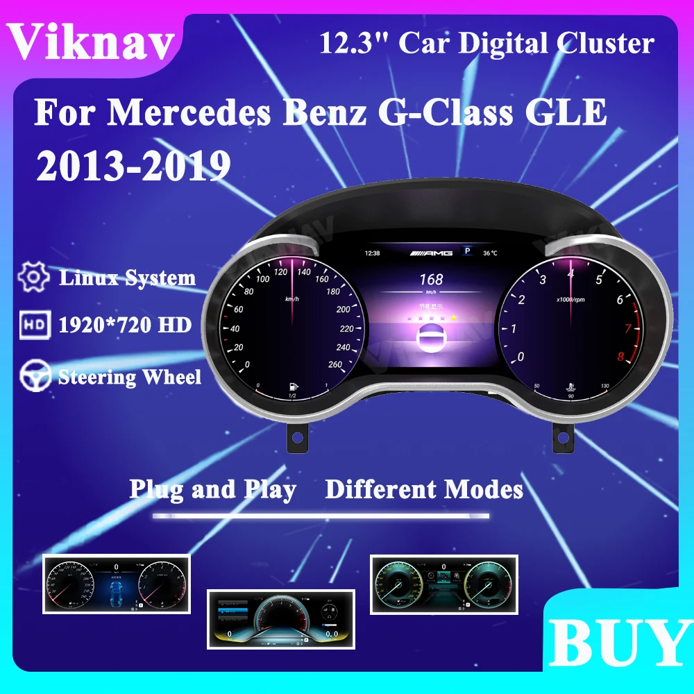 Viknav For Mercedes Benz G-Class GLE 2013-2019 Car Dashboard Speedometer Digital Cluster Instrument Gauges LCD Display Panel