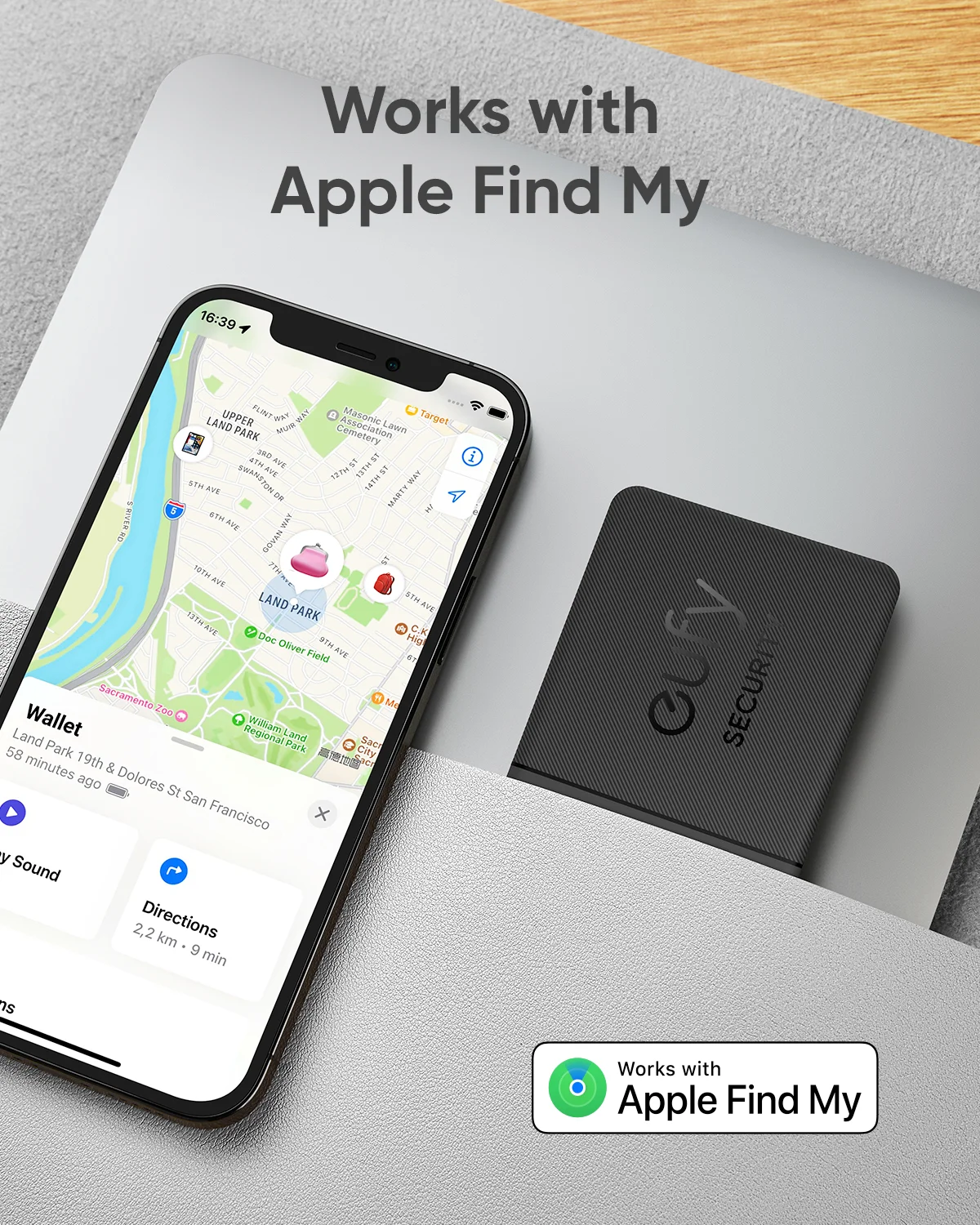 Eufy SmartTrack 카드 E30 충전식, Apple Find My 호환, iOS 전용, 블루투스 트래커