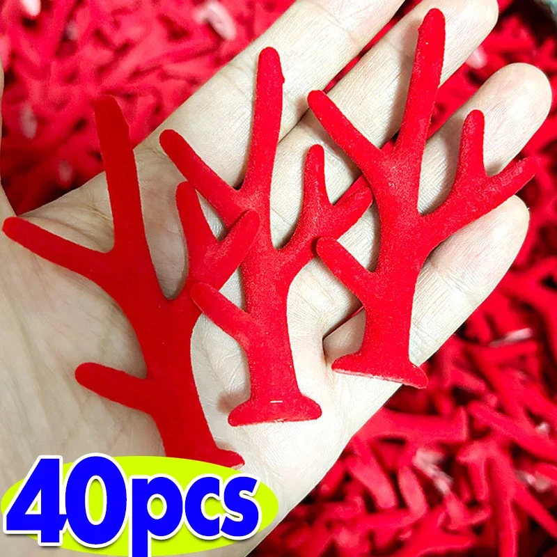 2/40pcs DIY Red Brown Antler Headdress Deer Horn Tree Branches Headband Accessories Christmas Gift Cosplay Photoprops Decor