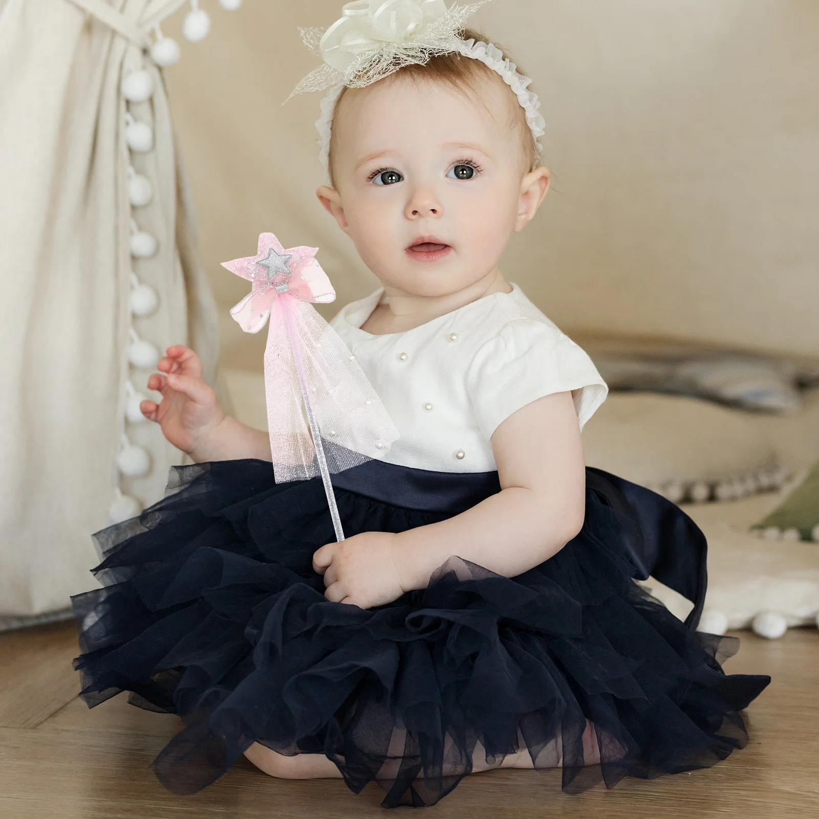 قطعة واحدة من عصا الجنية للحفلات من الشاش الوردي لعيد الميلاد والهالوين ومهرجان أداء قصب لعب الأدوار #5