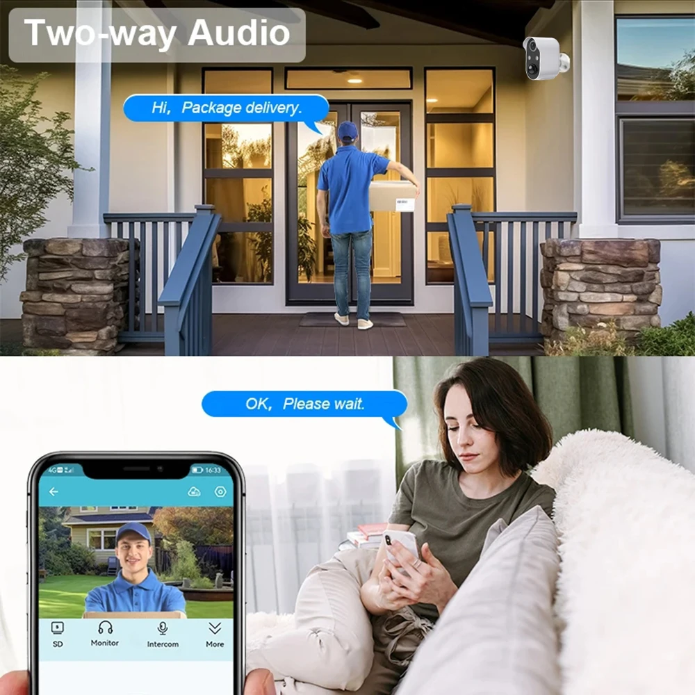Imagem -06 - Wifi Câmera Embutido 5000mah Bateria Recarregável Solar Vigilância ao ar Livre Two-way Voice Intercom Câmera de Segurança 5mp hd
