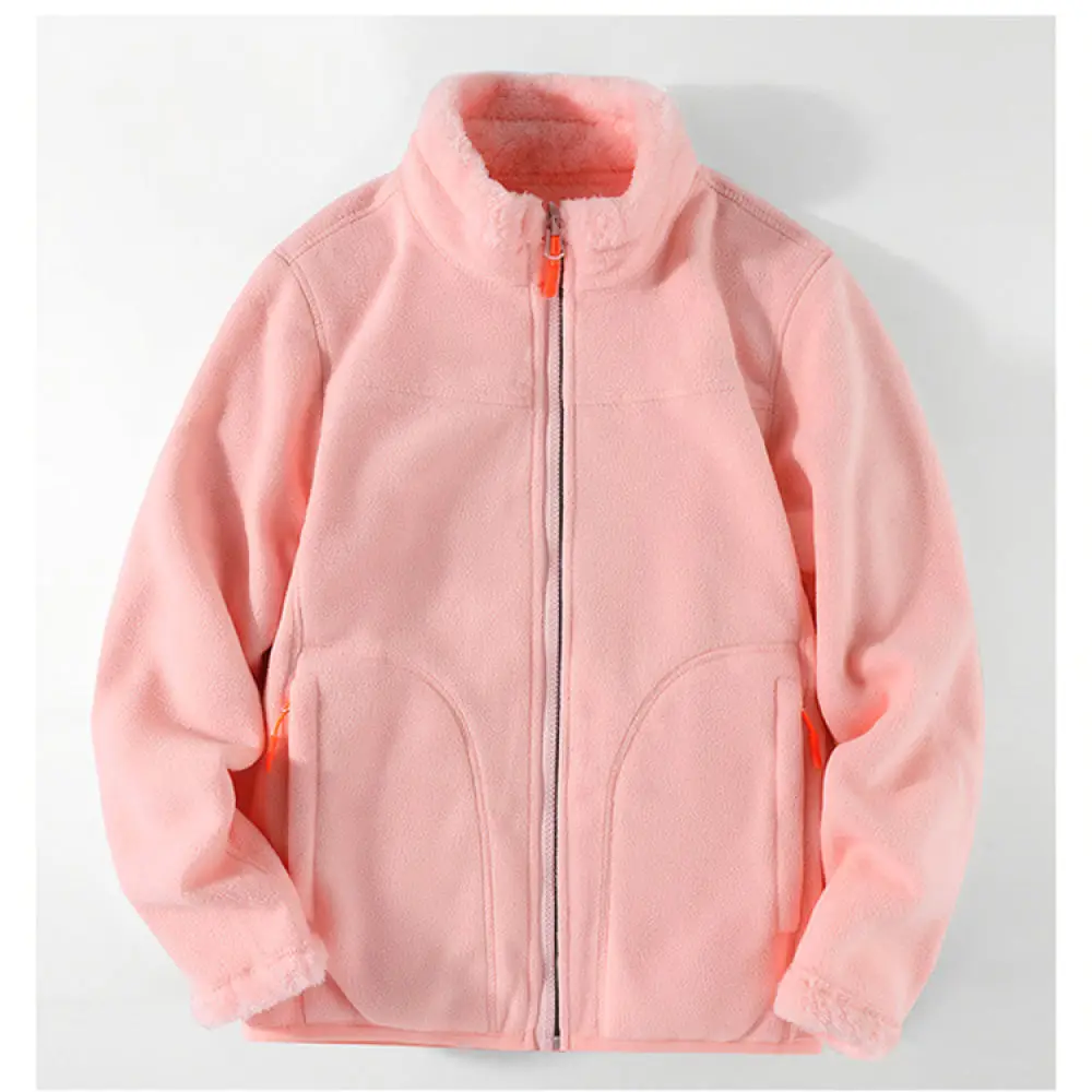 Mens Winter Reversible Fleece Jacket Lambswool Hoodie Thermal Coat Casual Outdoor Sports Windproof Warm Thickened Soft Pullover