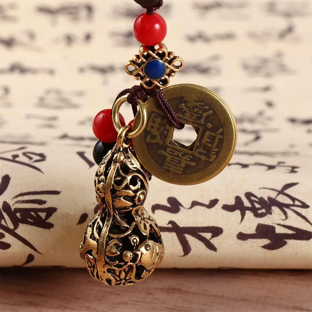 Accessories Heart Sutra Bell Auspicious Gourd Chinese Style Jewelry Findings Keychain Components Car Keyring Brass KeyChains