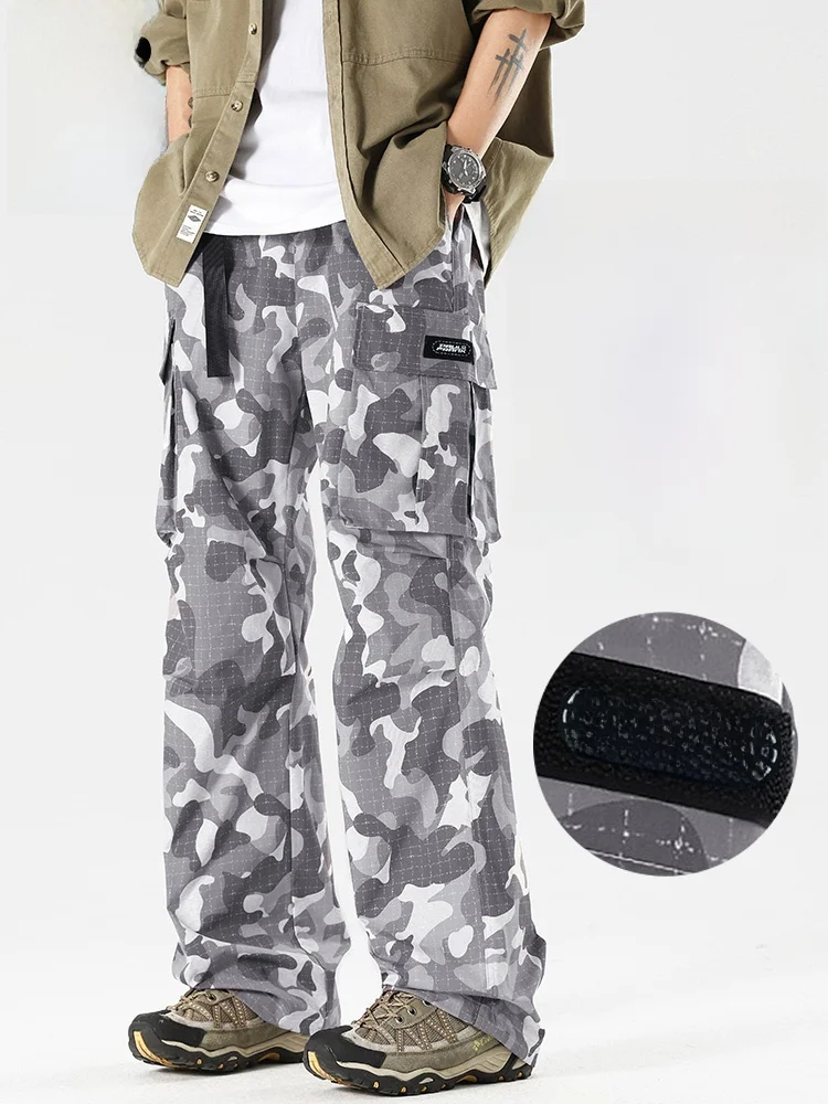 

PaulFrank Retro American Work Pants Loose Straight Casual Trousers for Men Camouflage Print Comfortable Fit Youthful Sle