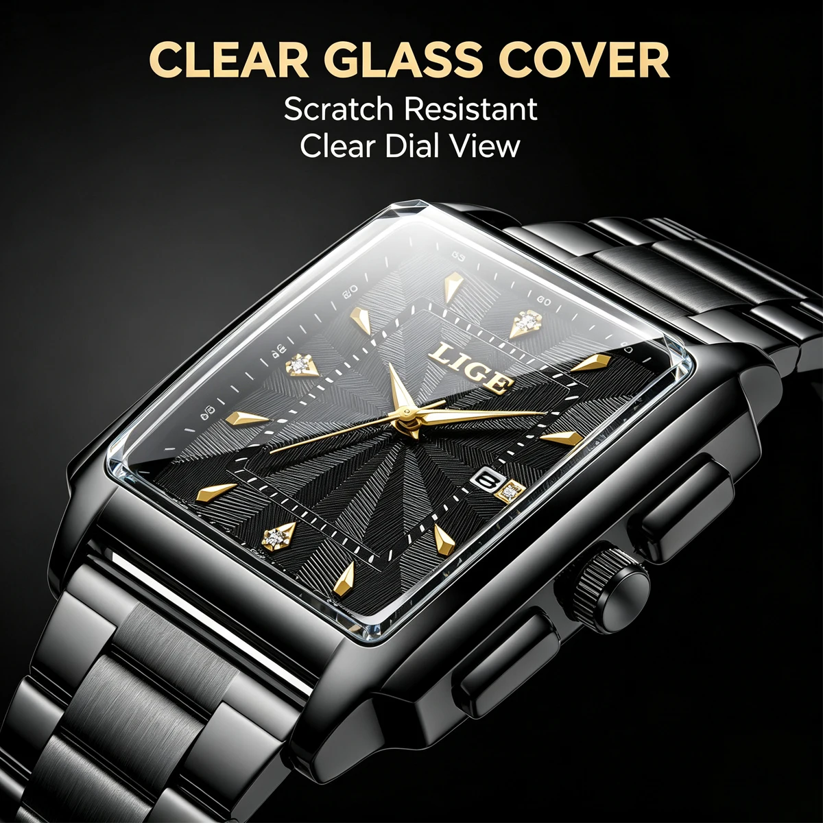 LIGE Top-Luxus-Herren-Armbanduhr, wasserdicht, leuchtend, Edelstahl, Chronograph, Datum, Business-Quarz-Herrenuhr