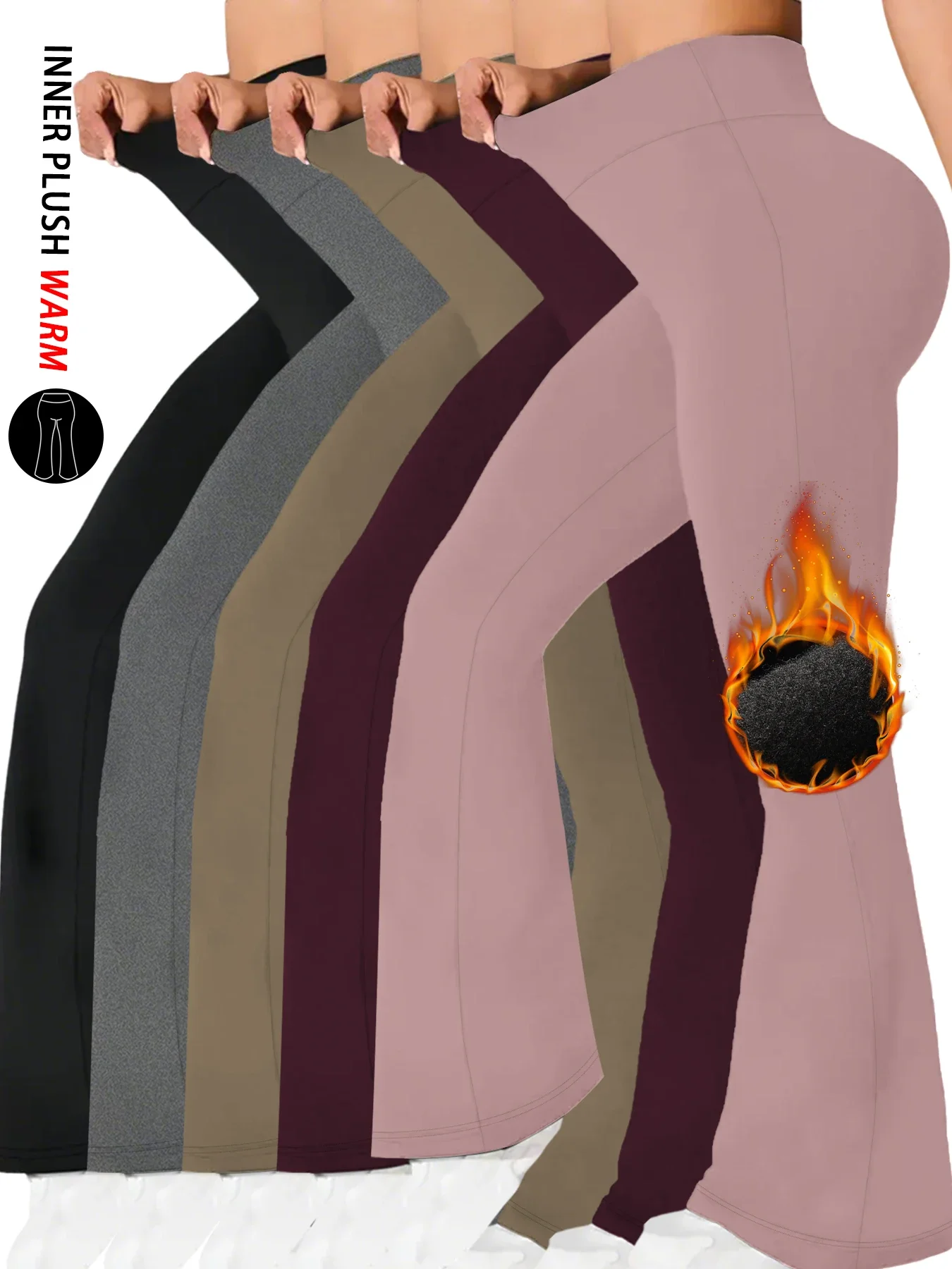 5 عبوات من السراويل الضيقة النسائية عالية الخصر - سراويل فائقة النعومة مع تحكم في البطن لملابس اليوغا والملابس المنزلية الترفيهية غير الرسمية