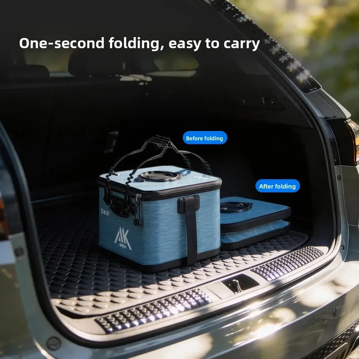35cm Large Foldable Live Fish Box, Integrated Fishing Water Bucket, Scratch-Proof Wear-Resistant Durable for Fishing Trip