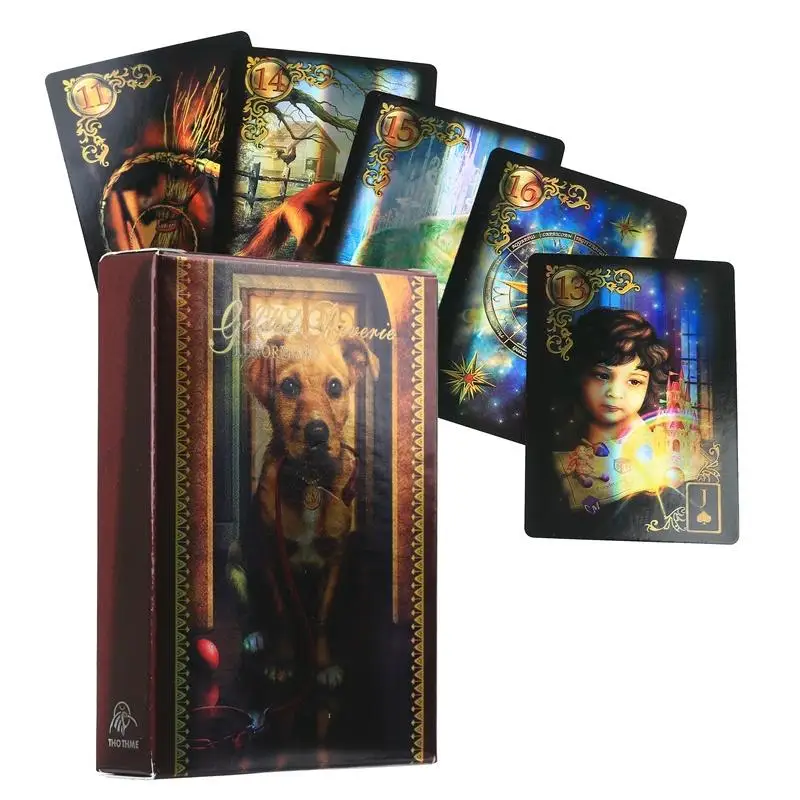 Laser Flash Lenormand Oracle Cards Deck Mysterious Guidance Divination Fate Tarot Cards Board 9*6cm 36 Pcs Cards