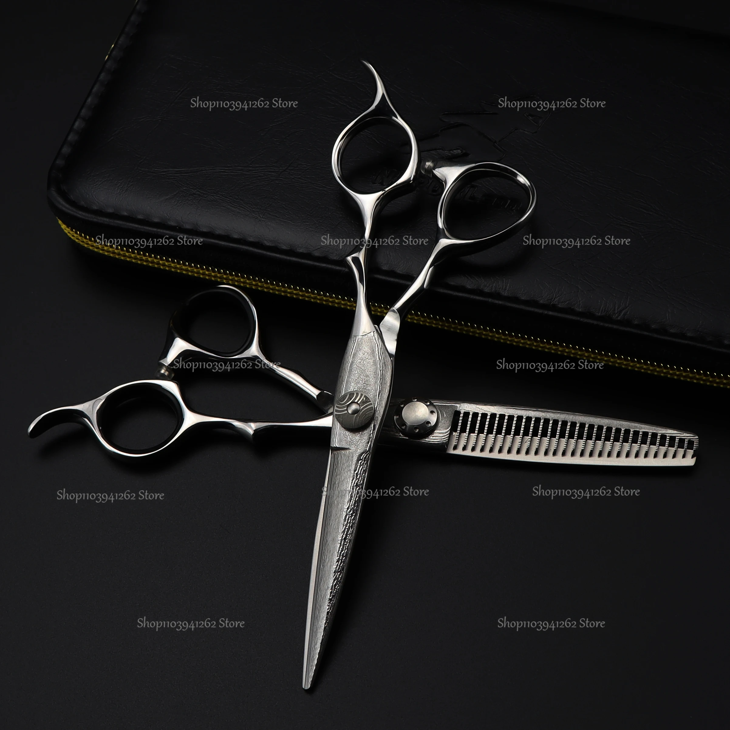 6.0 Inch Japanese Damascus DA 04 Melaleuca Steel Cutting Thining New Fashion Design Beauty Barber Flat Tooth Scissors Single