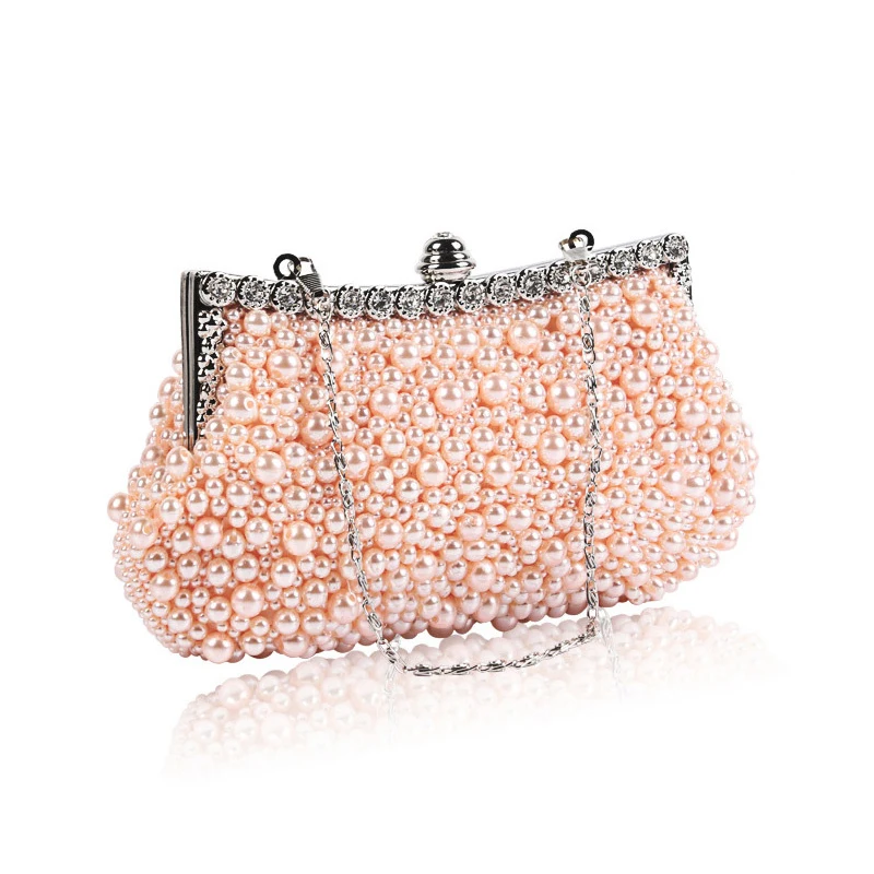 Luxury Pearl Beaded Handbags Women Evening Clutch For Wedding Banquet Party Stylish Chain Handbags 2023 Vintage Fashion Purse