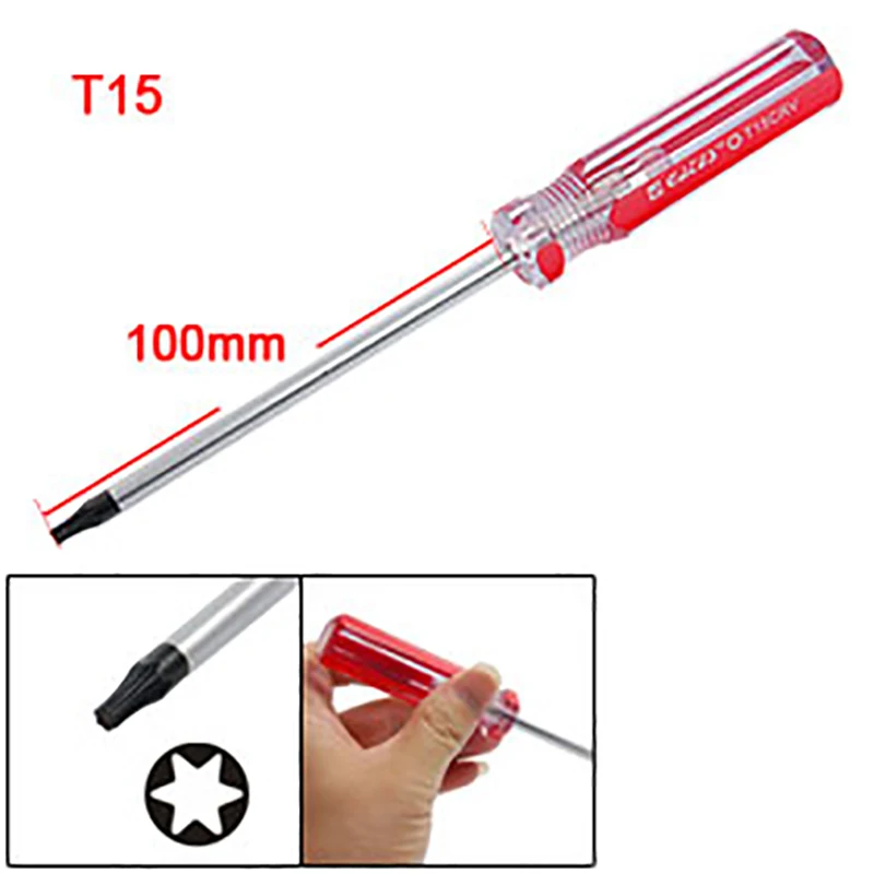 Plastic Handle T15 Security Torx Screwdriver Star Drive Six Pointed Star Tip Star Torx Screwdriver Tool Repair Hand Tools