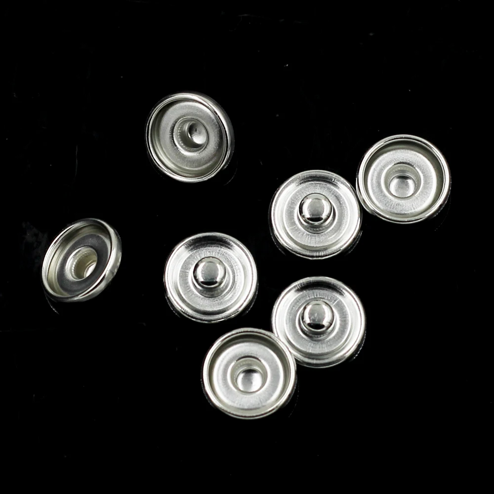 

200Pcs Silver Tone Round Copper Snap Press Buttons Fit Charms Bracelets Jewelry Findings 12mm Fit 10mm Cabochon