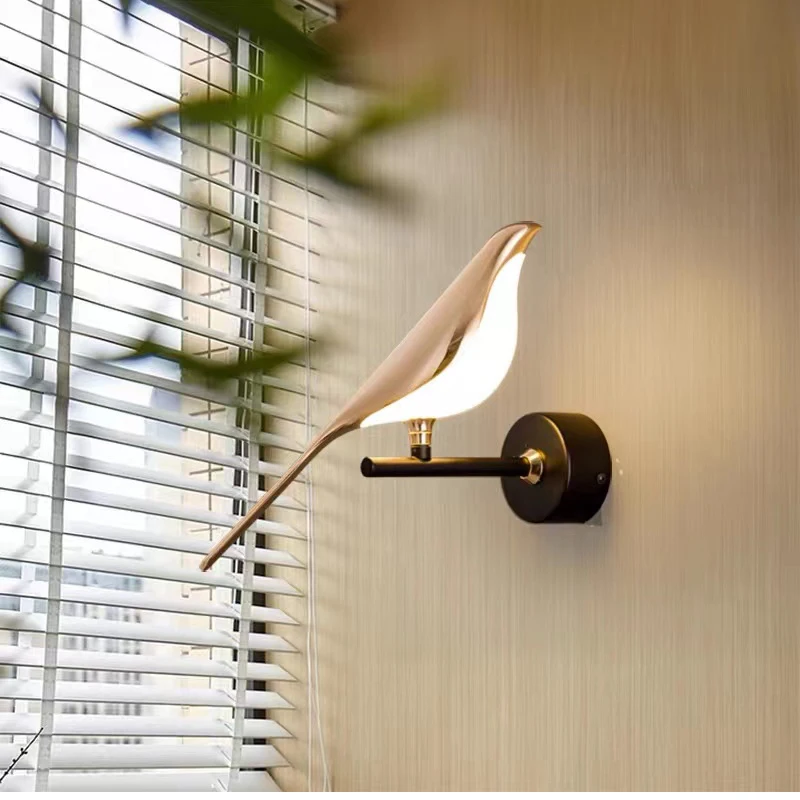 Modern Golden Bird LED wall lamp Magpie bird model Light sconce light indoor lighting home kitchen bedside bedroom living room