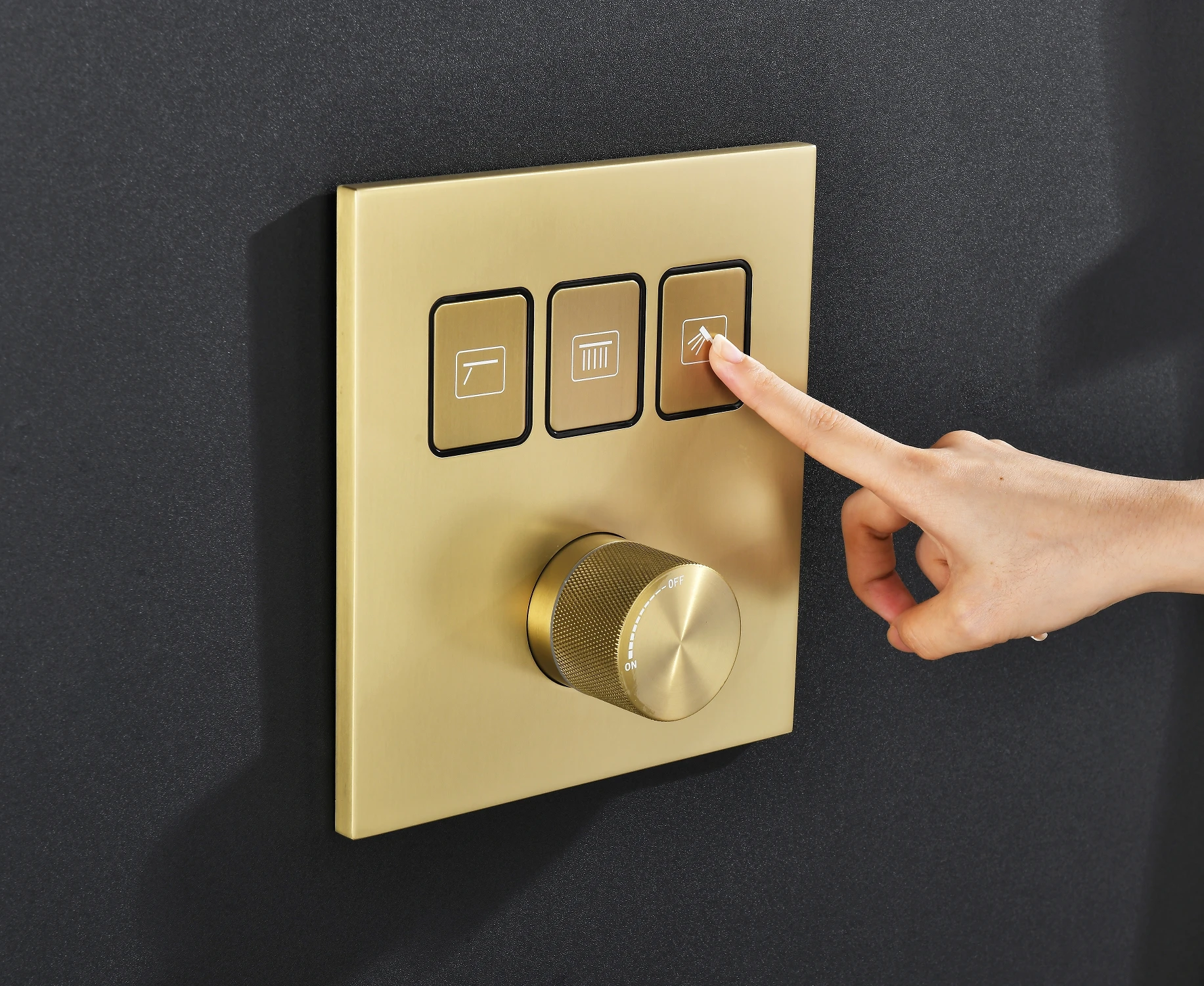 New Trending Brushed Gold Brass Push Button Shower Diverter 3 Way Mixer Hot Cold  Valve Control  for Bathroom